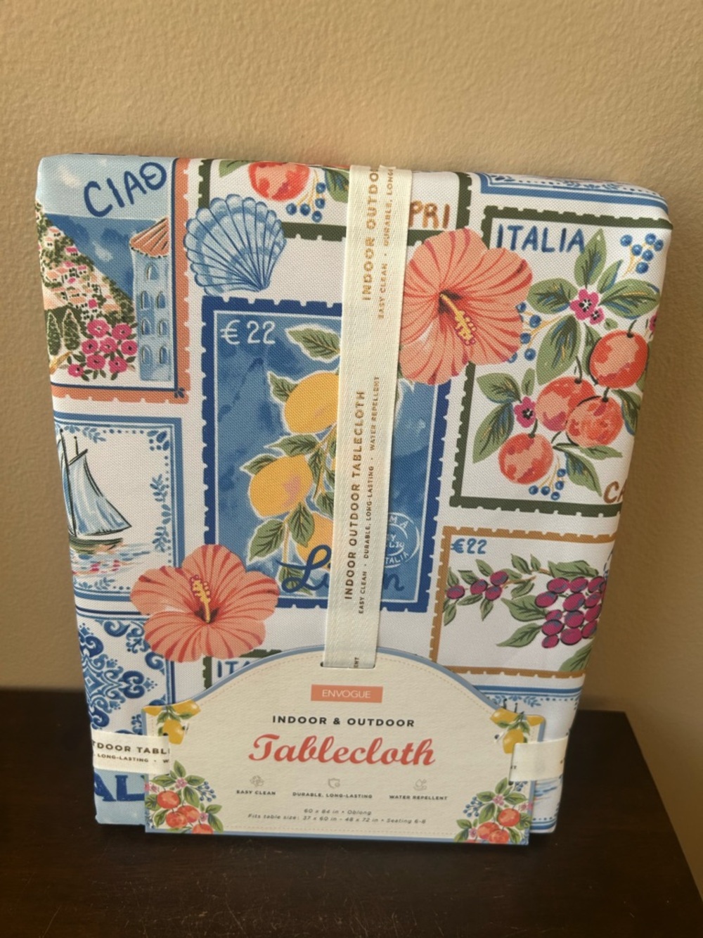 Envogue Tablecloth Mediterranean Lemons Floral 60”x84” Stamps Italy New